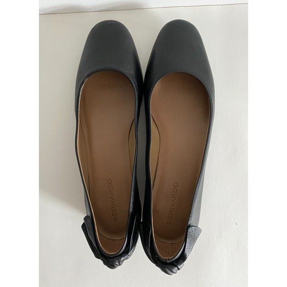 🩰 Anthropologie Bernardo Eloise Ballet Flats sz‎ 11 M Black Leather Heel Bows - Picture 7 of 9